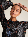 Ditsy Floral Frill Long Sleeve Blouse