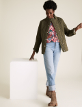 Floral Frill Neck Long Sleeve Top