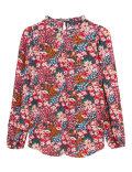 Floral Frill Neck Long Sleeve Top