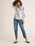 Ditsy Floral V-Neck Long Sleeve Blouse