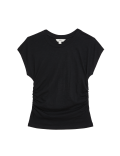 Cotton Rich Ruched T-Shirt