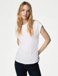 Cotton Rich Ruched T-Shirt