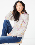 Pure Cotton Floral Broderie Ruffle Blouse