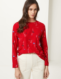 Printed Round Neck Long Sleeve T-Shirt
