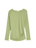 Jersey Shirred Detail Top