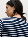 Pure Cotton Striped Crew Neck T-Shirt