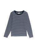 Pure Cotton Striped Crew Neck T-Shirt