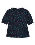 Polka Dot Round Neck Puff Sleeve Top