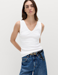 Cotton Rich Ribbed V-Neck Vest