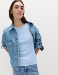 Cotton Rich Ribbed Lettuce Edge T-Shirt
