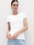 Cotton Rich Ribbed Lettuce Edge T-Shirt