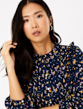 Pure Cotton Floral Long Sleeve Blouse