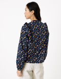 Pure Cotton Floral Long Sleeve Blouse