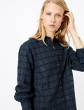 Pure Cotton Checked Longline Shirt