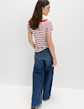 Cotton Rich Ribbed Slash Neck T-Shirt