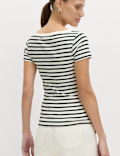 Cotton Rich Ribbed Slash Neck T-Shirt