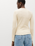 Cotton Rich V-Neck Buttoned Top