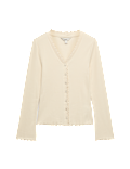 Cotton Rich V-Neck Buttoned Top