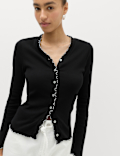 Cotton Rich V-Neck Buttoned Top