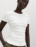 Pure Cotton Smocked Detail Top