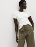 Pure Cotton Smocked Detail Top