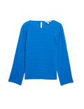Textured Crew Neck Blouse