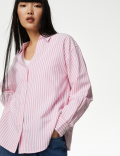 Pure Cotton Striped Collared Shirt