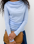 Cowl Neck Draped Long Sleeve Top