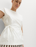 Pure Cotton Tie Waist Oversized T-Shirt