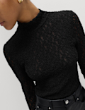 Cotton Blend Lace High Neck Top