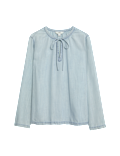 Pure Lyocell Tie Fastening Blouse
