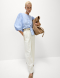 Pure Cotton Puff Sleeve Button Through Blouse