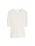 Cotton Rich Smocked Puff Sleeve Blouse