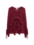 Tie Neck Ruffle Blouse