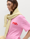 Pure Cotton Graphic Crew Neck Oversized T-Shirt