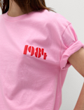 Pure Cotton Graphic Crew Neck Oversized T-Shirt