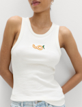 Cotton Rich Embellished Ribbed Vest