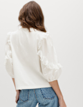 Cotton Rich Ruffle Sleeve Top