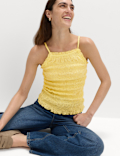 Cotton Rich Textured Square Neck Cami Top