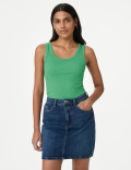 Cotton Rich Ribbed Slim Fit Vest Top