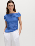 Pure Cotton Asymmetric Drape Top