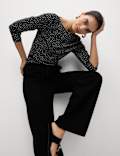 Pure Cotton Printed Slim Fit Slash Neck Top