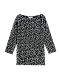 Pure Cotton Printed Slim Fit Slash Neck Top