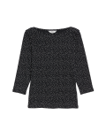 Pure Cotton Printed Slim Fit Slash Neck Top