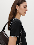 Pure Cotton Contrast Seam T-Shirt