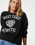 Cotton Rich Slogan Sweatshirt