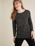 Polka Dot Relaxed Long Sleeve Longline Top