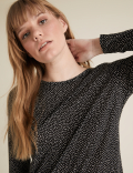 Polka Dot Relaxed Long Sleeve Longline Top