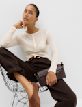 Wool Touch Semi Sheer Layering  Henley Top