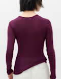 Wool Touch Semi Sheer Layering  Henley Top